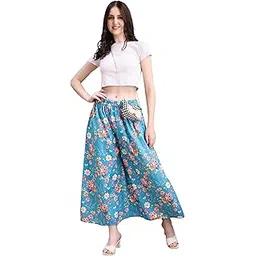 pinaak fashion Women's Floral Print Palazzo Pants, Elastic Waist, Wide Leg-picture-36