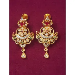 PINAAKA DARINI 1 Gm Gold Plated AD Studded Circular Drop Earrings-picture-18