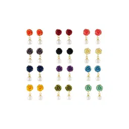 PINAAKA DARINI 1Gram Gold-Plated Circular Pearls Drop Earrings-picture-12