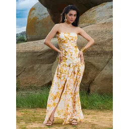 PINACOLADA Abstract Print Gathered or Pleated Strapless Maxi Dress-picture-20