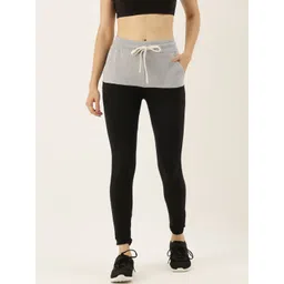 pinacolada Campus Sutra Women Black & Grey Colourblocked Straight Fit Joggers-picture-38