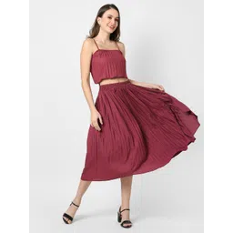 pinacolada Campus Sutra Women Maroon Top with Skirt Co-Ords-picture-36