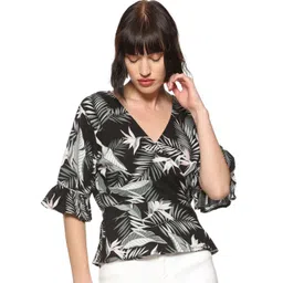 pinacolada Campus Sutra Women Printed Flared Sleeve Cotton Wrap Top-picture-29