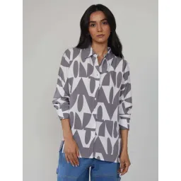 Pinacolada Grey Cotton Regular Fit Printed Shirt-picture-20