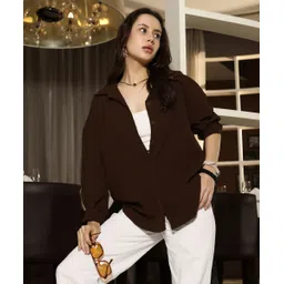 pinacolada Women Oversized Fit Self Design Spread Collar Casual Shirt-picture-10