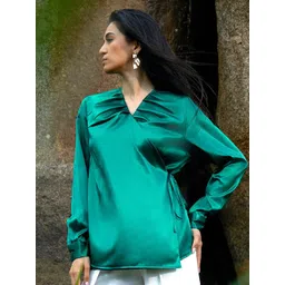 PINACOLADA Women V-Neck Wrap Satin Top-picture-39