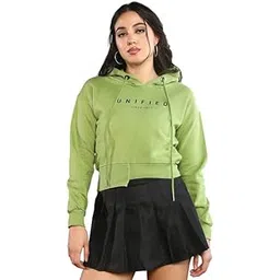 Women's Hoodie | Hooded Neck, Long Ribbed-Cuff Sleeves, Pull On Closure | Typographic Print Fleece Knitted Shirt for Casual Kelly Green-image-23