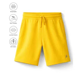 Pine Active Cotton Knit Bio Wash Knee Length Solid Color Shorts - Yellow-picture-10