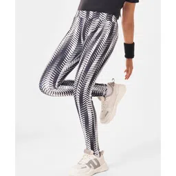 Pine Active Full Length Super Stretch Leggings Chevron Print - White & Black-picture-27