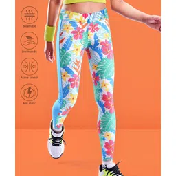 Pine Active Full Length Super Stretch Leggings Tropical Print - Blue-picture-25