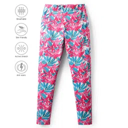 Pine Active Full Length Super Stretch Leggings with Floral Print- Pink-picture-20
