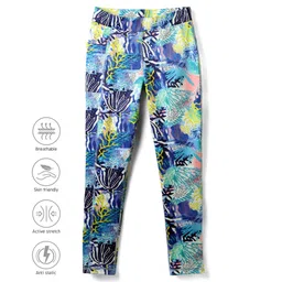 Pine Active Full Length Super Stretch Leggings with Sea Flora Print - Navy Blue-picture-24