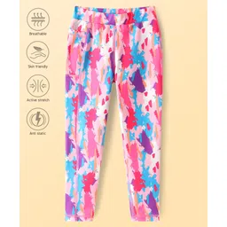 Pine Active Knit Full Length Super Stretch Leggings With Abstract Print - Dark Pink-picture-13