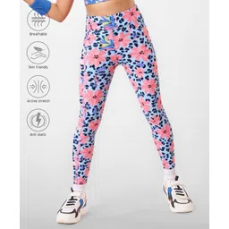 Pine Active Knit Full Length Super Stretch Leggings With Floral Print - Multicolor-picture-10