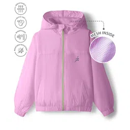 Pine Active Knit Full Sleeve Ultra Comfort Lightweight Windbreaker Athleisure Hooded Jacket - Lilac-picture-16