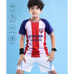 Pine Active Knit Half Raglan Sleeves High Stretch Striped T-Shirt with Text Print - Multicolor-picture-14