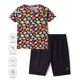 Pine Active Knit Half Raglan Sleeves Printed T-Shirt & Shorts Set - Multicolor-picture-16