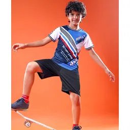 Pine Active Knit Half Sleeves Printed T-Shirt - Blue image 2