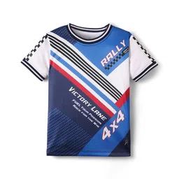 Pine Active Knit Half Sleeves Printed T-Shirt - Blue image 4