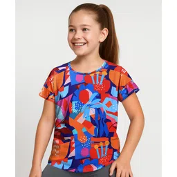 Pine Active Knit Half Sleeves Printed T-Shirt - Blue & Red-picture-34