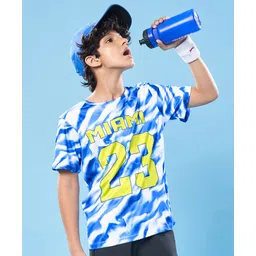 Pine Active Knit Half Sleeves Printed T-Shirt - Blue & White-picture-23
