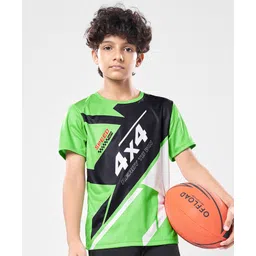 Pine Active Knit Half Sleeves Printed T-Shirt - Green & Black-picture-23