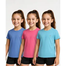 Pine Active Knit Half Sleeves Solid Color T-Shirts Pack of 3 - Light Blue & Blue-picture-36