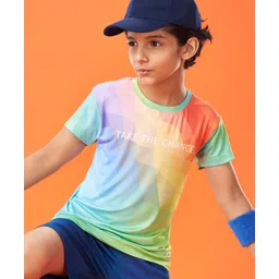 Pine Active Knit Half Sleeves Sportswear T-Shirt Abstract & Text Print - Multicolour-picture-22