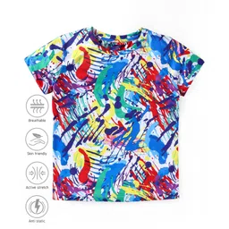 Pine Active Knit Half Sleeves T-Shirt Abstract Print - Multicolour-picture-26