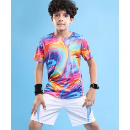 Pine Active Knit Half Sleeves T-Shirt With Abstract Print - Multicolour-picture-33