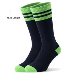 Pine Active Knit Knee Length Football Socks With Color Block Design - Black & Green-picture-24