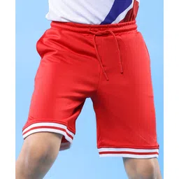 Pine Active Knit Knee Length Solid Color Shorts - Red-picture-24