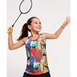 Pine Active Knit Sleeveless T-Shirt with Tropical Theme Print - Multicolor-picture-11