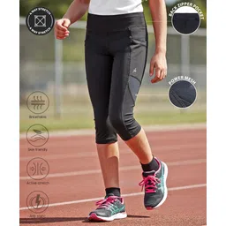 Pine Active Knit Ultra Stretch Capri Leggings with Mesh - Black-picture-22