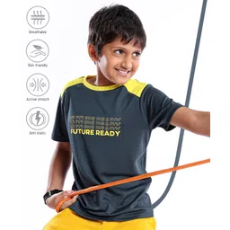 Pine Active Polyester Half Sleeves Text Print T Shirt -  Black Yellow-picture-20