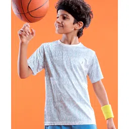 Pine Active Skin Friendly & Breathable Half Sleeves Sportswear T-Shirt- Blue & White-picture-26