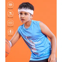 Pine Active Skin Friendly & Breathable Sleeveless Printed T-Shirt - Blue-picture-19