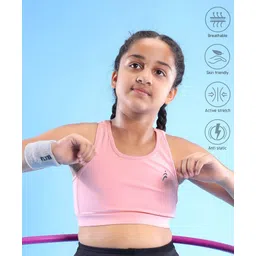 Pine Active Sleeveless Super Stretchable Sports Bra with Logo Print - Pink-picture-12