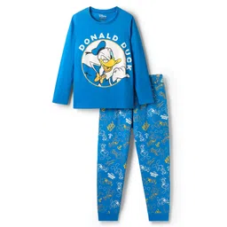 Pine Kids Disney Single Jersey Knit Full Sleeves Night Suit With Donald Duck Graphics - Blue-picture-21