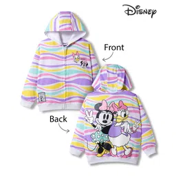 Pine Kids Disney Terry Knit Full Sleeves Hooded Sweatjacket With Front and Back Minnie & Daisy Graphics - White-picture-26