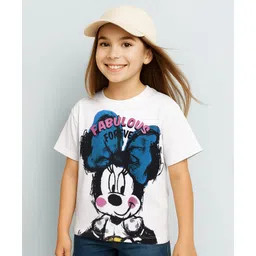Pine Kids Marvel Single Jersey Knit Half Sleeves Drop Shoulder Minnie Mouse Oversized T-Shirt - White-picture-32