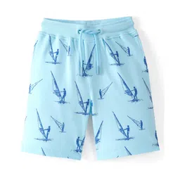 Pine Kids 100% Cotton Knit Above Knee Length Shorts Windsurfing Print - Blue image 1