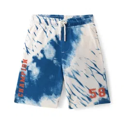 Pine Kids 100% Cotton Knit Above Knee Length Shorts With Text - Blue & White-picture-15