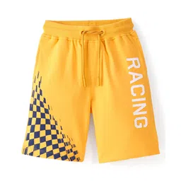 Pine Kids 100% Cotton Knit Above Knee Length Text Print Shorts - Yellow-picture-20