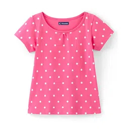 Pine Kids 100% Cotton Knit Half Sleeves Top Polka Dot Print - Pink-picture-24