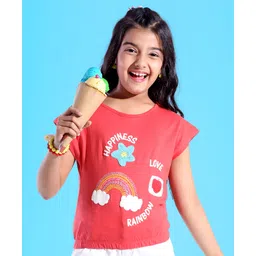 Pine Kids 100% Cotton Knit Sleeveless Top Rainbow Embroidered - Red-picture-22