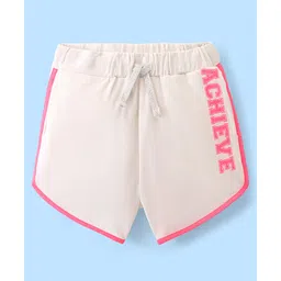 Pine Kids 100% Cotton Terry Knit Above Knee Length Shorts Text Print - Snow White-picture-19