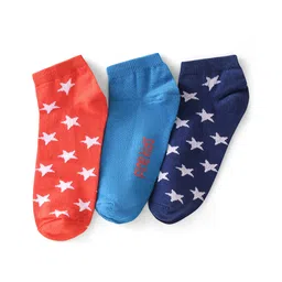 Pine Kids Ankle Socks With Star Design Pack Of 3 - Red Green & Black-picture-18