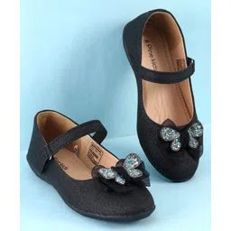 Pine Kids Ballerina with Velcro Closure & Butterfly Applique - Black-picture-19