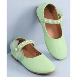Pine Kids Bow & Pearl Detailing Ballerinas with Velcro Closure - Sea Green-picture-25